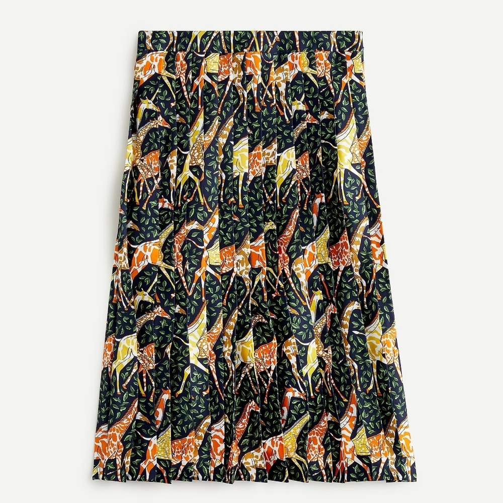 J. Crew Giraffe 🦒 Pleated Midi Skirt size 2 Navy